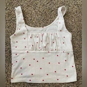 Aeropostale white Tank with Red Heart Accents